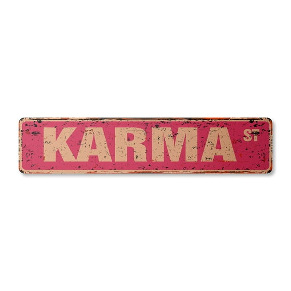 KARMA Vintage Plastic Street Sign Childrens Name Room Sign | Indoor/Outdoor | 24" Wide