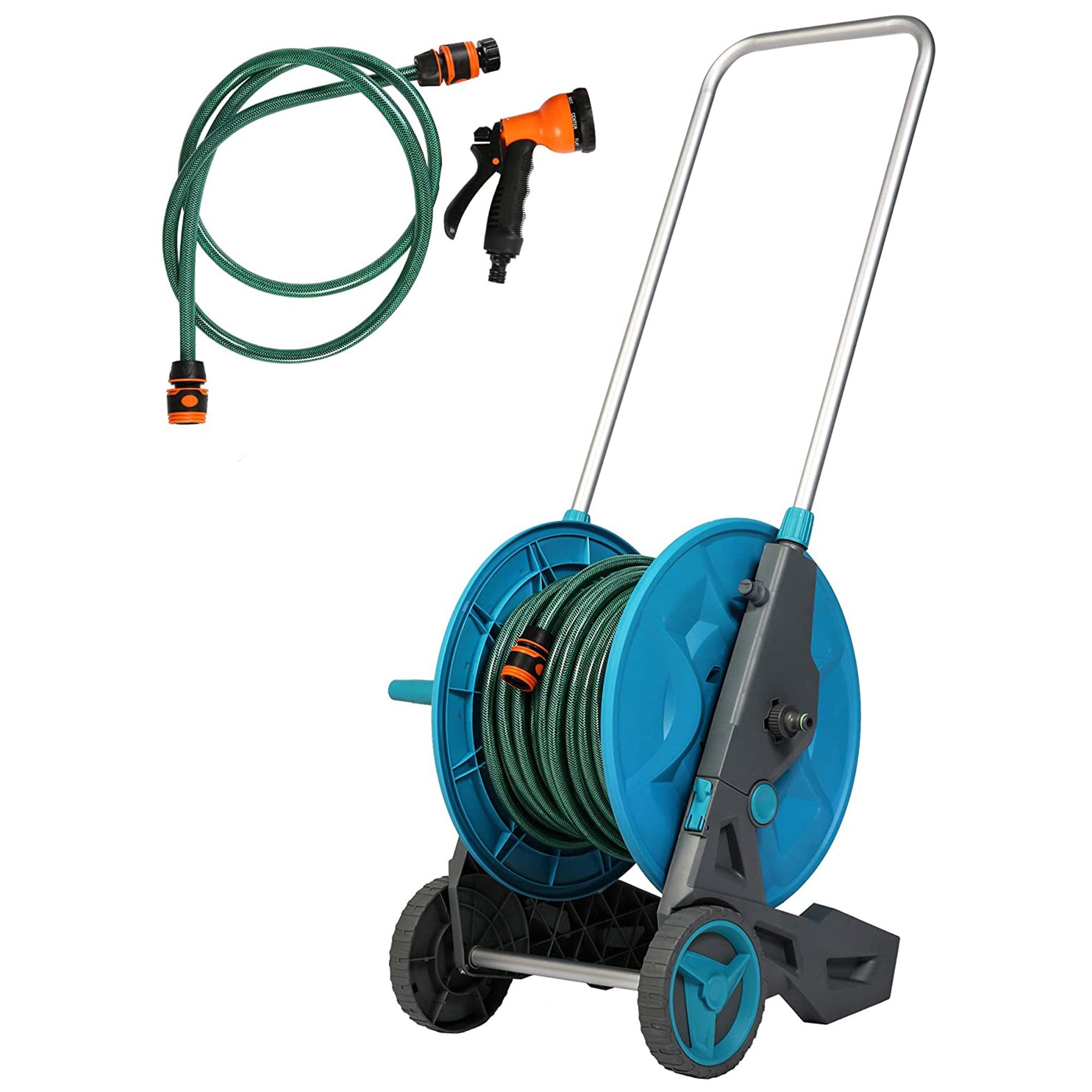 KARMAS PRODUCT 130 Feet Garden Hose Reel Aluminum Hose Reel Cart with