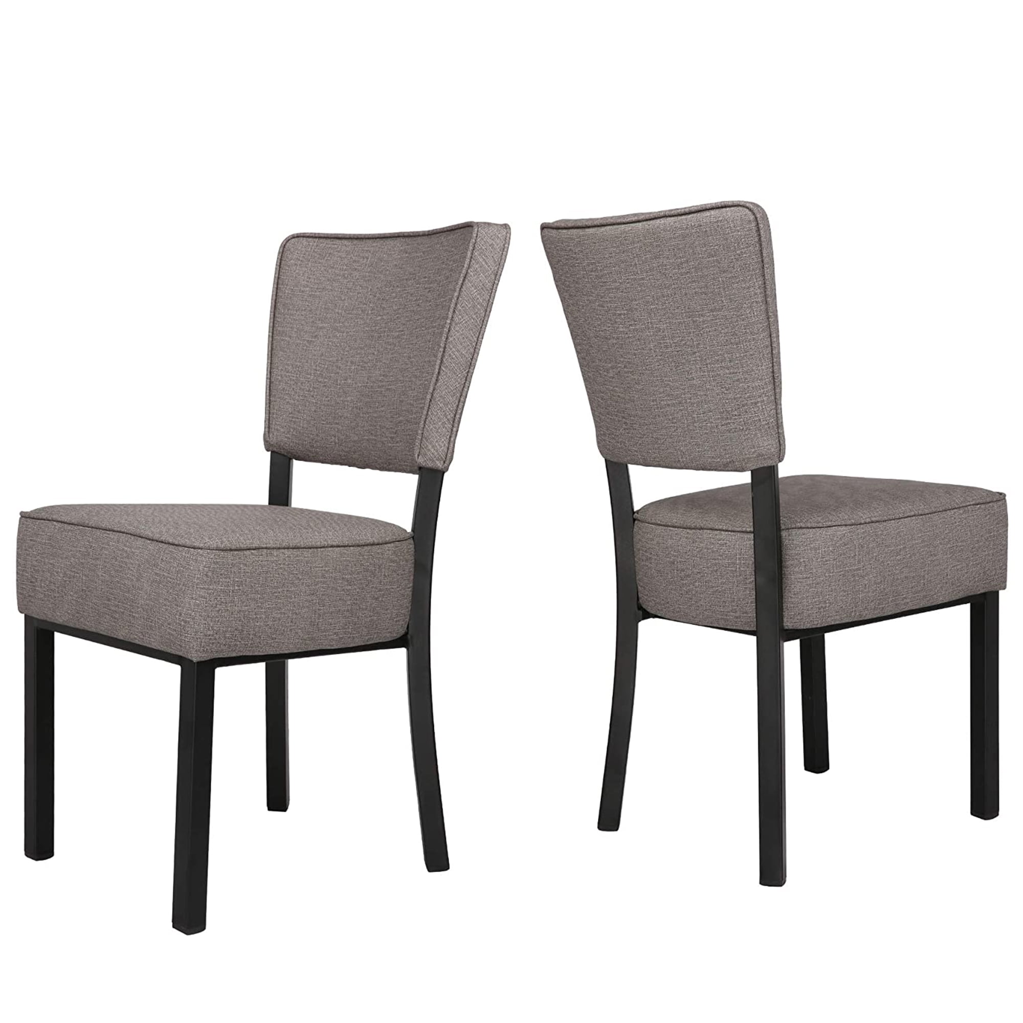 Gray Upholstered Faux Leather Side Chair with Metal Frame