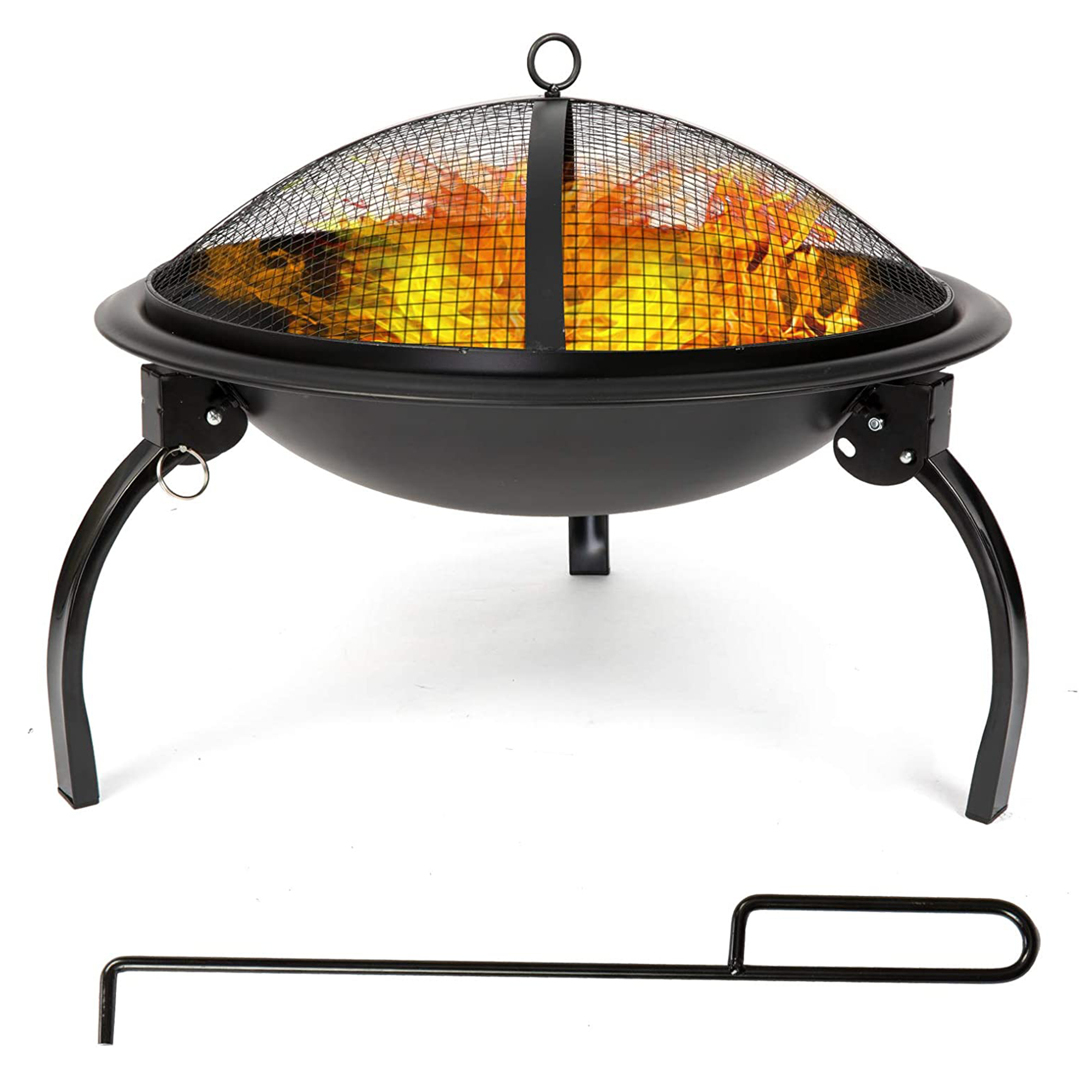 KARMAS PRODUCT 21'' Portable Fire Pit Outdoor Wood Burning BBQ Grill Firepit Bowl with Mesh Spark Screen Cover Fire Poker for Backyard Garden Camping Picnic Beach Park - image 1 of 7