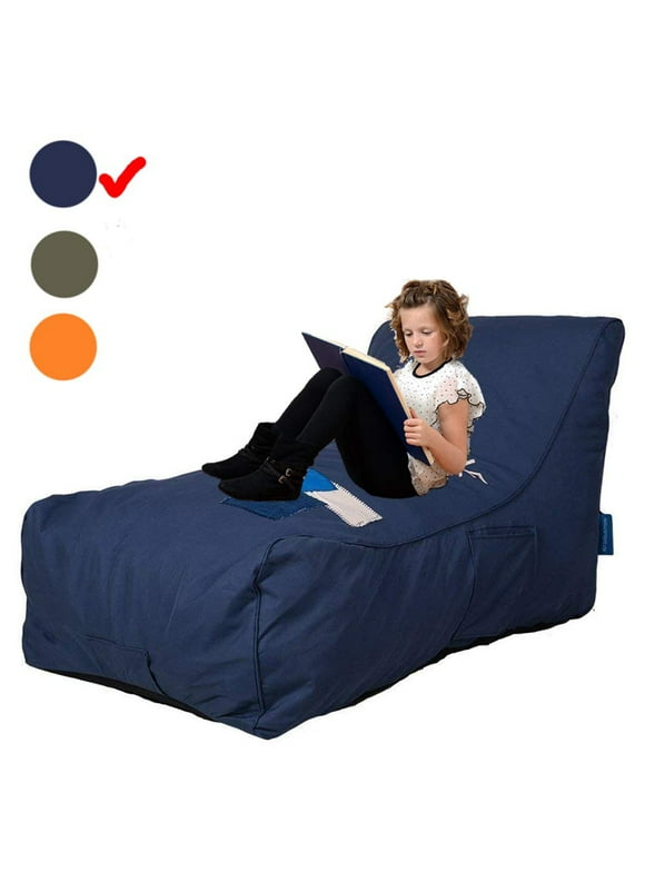 KARMAS PRODUCT Bean Bag Chair-Floor Chair Couch Lazy Lounger Memory Foam Sofa with Dirt-Proof Oxford Fabric&Side Pocket for Adults Kids, Darkblue