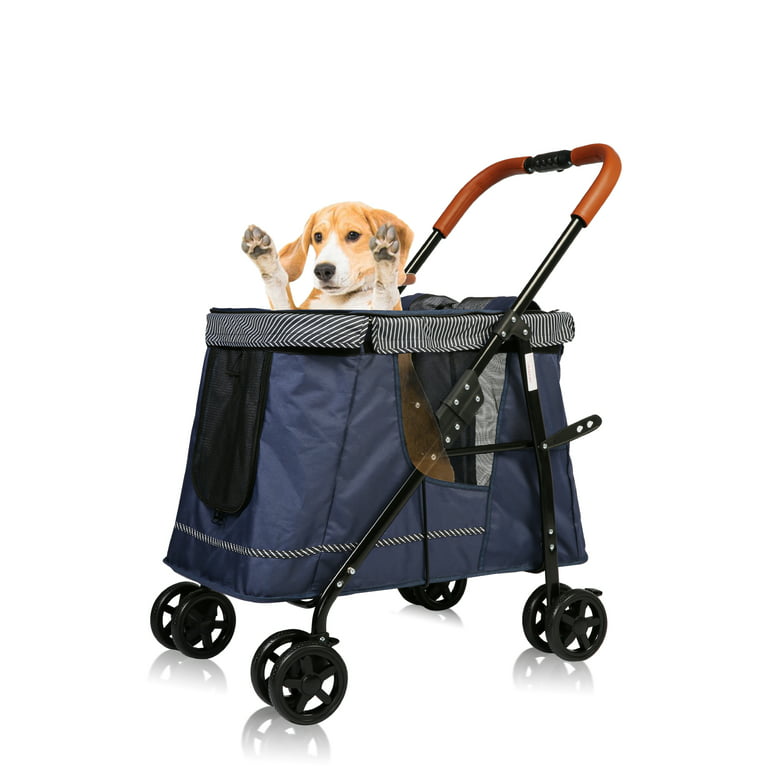 Heavy Duty XXL Dog Stroller Cat Pet Carrier Trolley Cart Front Back Door  Enter
