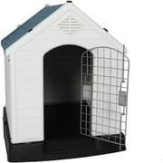 KARMAS PRODUCT Large Plastic Dog House Outdoor Indoor,Puppy Kennel Waterproof Windproof Dog Shelter Outdoor Indoor Large Crate for All Weather,32" H
