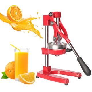 JoyTable Professional Citrus Juicer Set – 7 Piece Heavy-Duty Cast Iron  Commercial Juice Press With Glass Juice Bottles and Funnel 