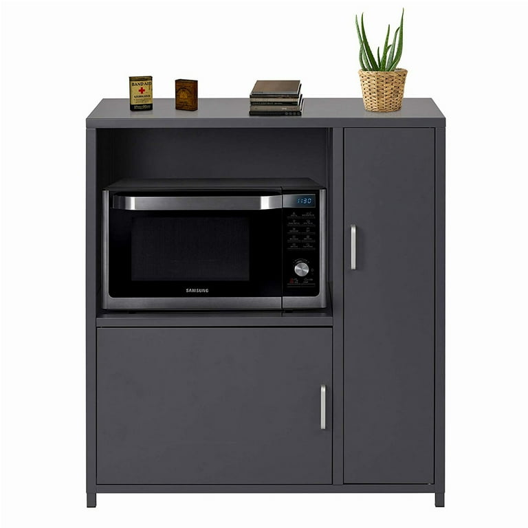 KARMAS PRODUCT Microwave Cabinet Stainless Steel Kitchen Storage Organizer with Shelf and 2 Doors, Gray KARMAS PRODUCT Microwave Cabinet Stainless Steel Kitchen Storage Organizer with Shelf and 2 Doors, Gray