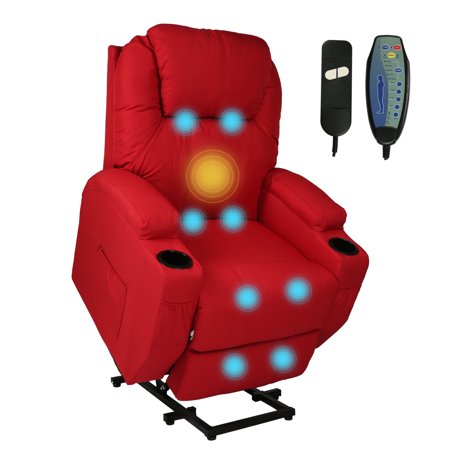 KARMAS PRODUCT Power Lift Electric Recliner Chair with Heated Vibration Massage for Elderly People Adjustable Theater Recliner Sofa Furniture with Massage Remote Control for Living Room Bedroom,Red