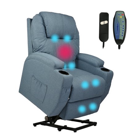 KARMAS PRODUCT Power Lift Electric Recliner Chair with Heated Vibration Massage for Elderly People Adjustable Theater Recliner Sofa Furniture with Massage Remote Control for Living Room Bedroom,Blue