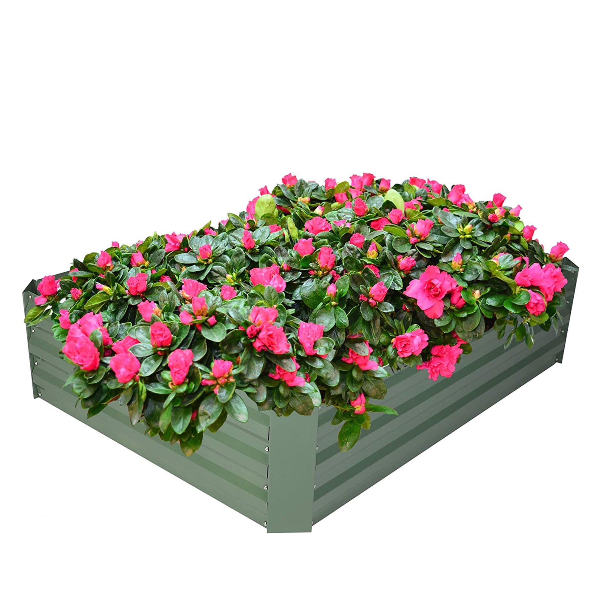 Rectangular Green Galvanized Steel Raised Garden Bed