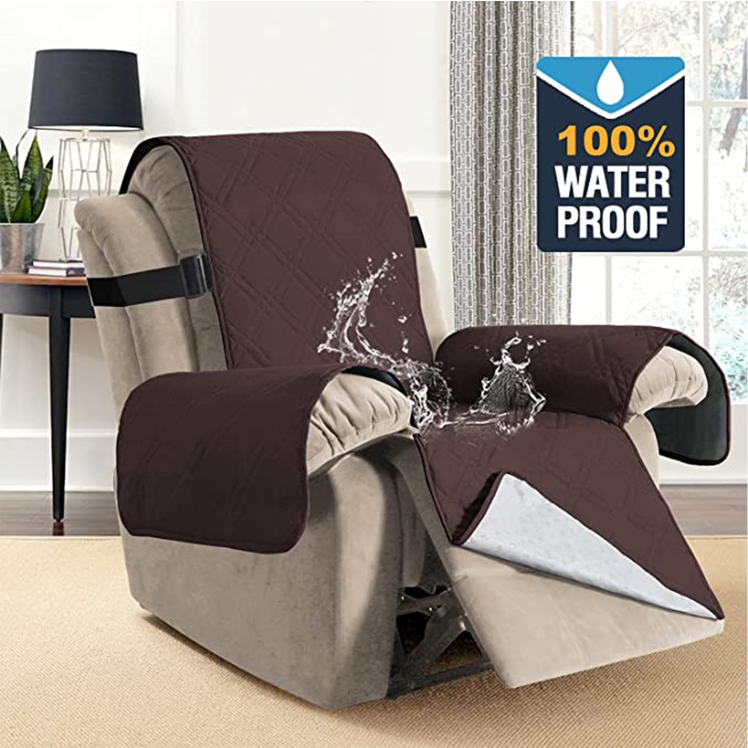 KARRISM Quilted Recliner Slipcovers 100 Waterproof Non Slip Brown Leather Chair for Living Room Walmart