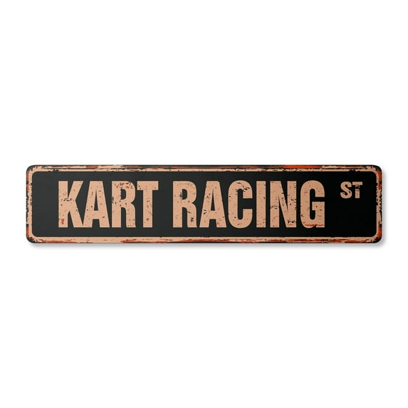 KART RACING Vintage Plastic Street Sign race racer competition tony track | Indoor/Outdoor | 30" Wide