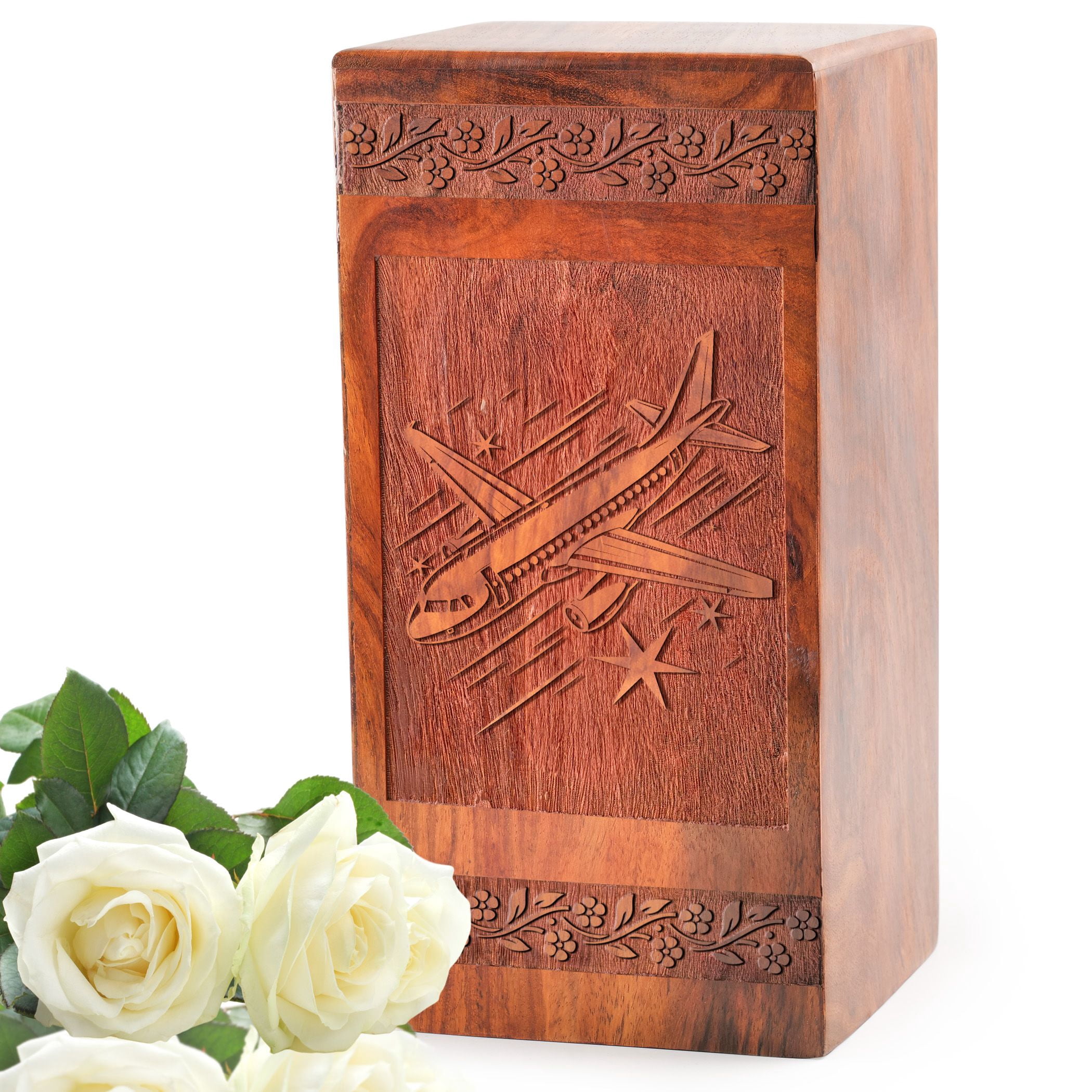 KARYLIZ Airplane Wooden Urns For Adult Men - Urns For Human Ashes Adult Man - Urn For Ashes For Women - Wooden Urns For Ashes - Cremation Urns For Human Ashes - Burial Urns For Ashes 10 Inch