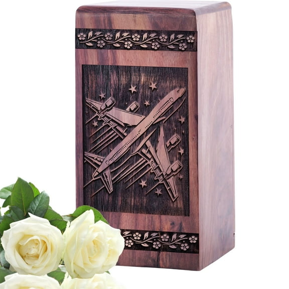 KARYLIZ Airplane Wooden Urns For Ashes Adult Male - Urns For Human Ashes Adult Man - Urns For Human Ashes Adult Female - Cremation Urns For Human Ashes - Urn For Ashes Adult - Funeral Urns
