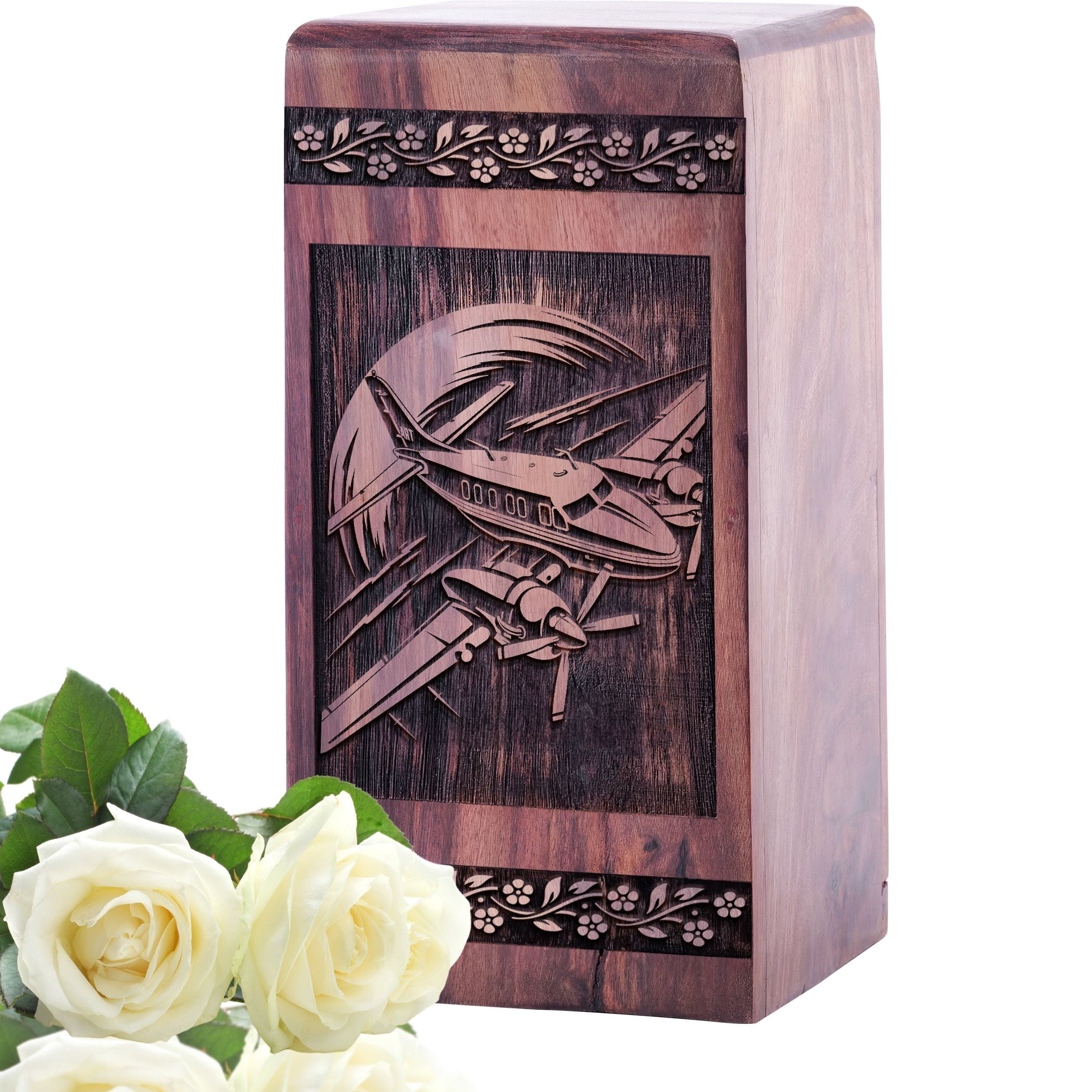 KARYLIZ Airplane Wooden Urns For Men Ashes - Urns - Burial Urns For Adult Human Ashes - Cremation Wooden Boxs For Ashes - Large Urns For Human Ashes Adult Female - Urn For Ashes Adult Male 11.25 Inch