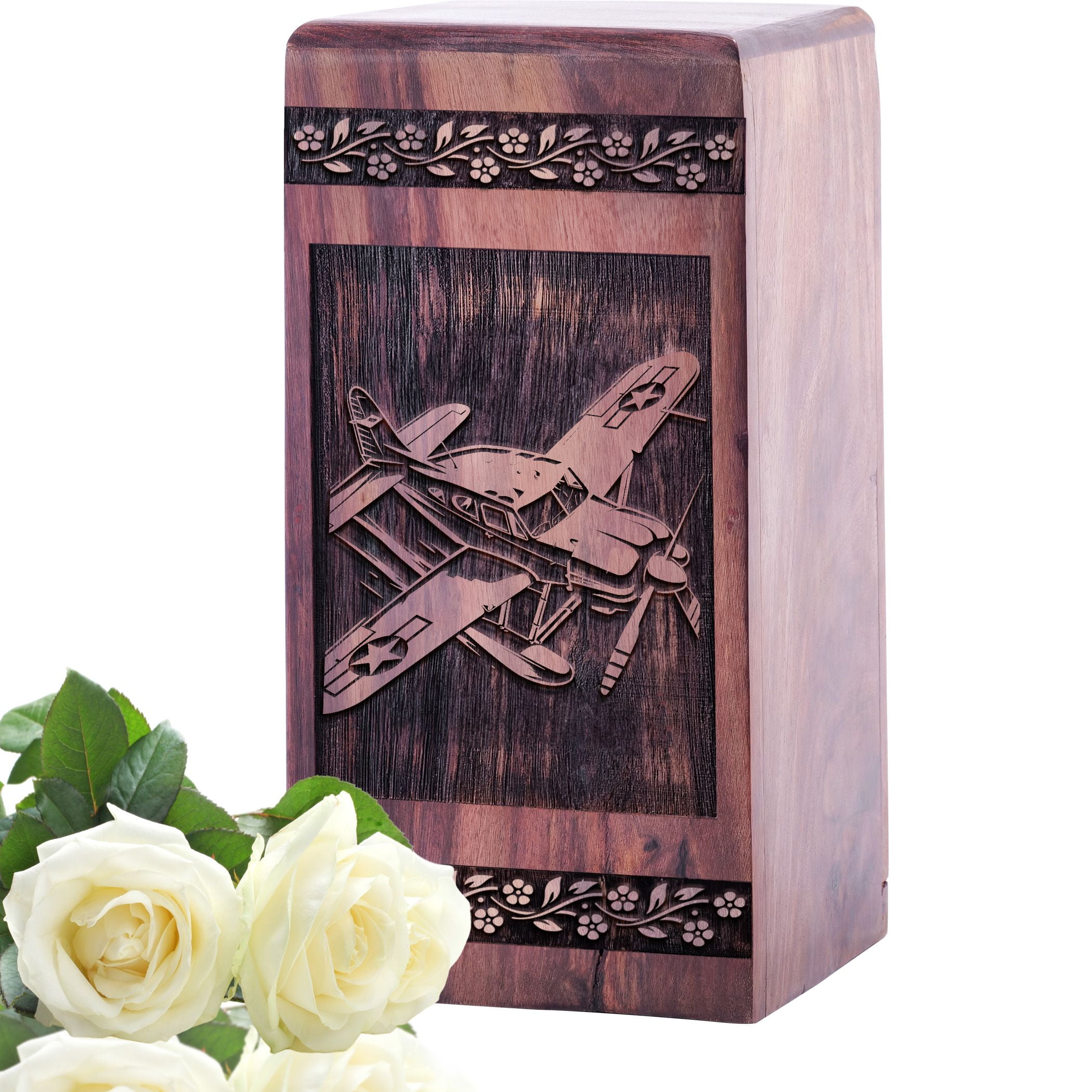 KARYLIZ Airplane Wooden Urns - urn for ashes for women - Funeral Urns For Adult Ashes Men - Large Urn For Ashes Adult Male - Urns For Human Ashes Adult Female - Decorative Urns For Human Ashes 8 Inch