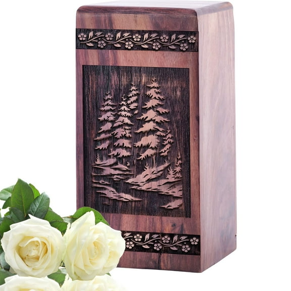 KARYLIZ Alpine Meadow Wooden Urns For Men Ashes - Decorative Urns - Wood Urn For Ashes Adult Male - Urns For Human Ashes Adult Man - Urns For Human Ashes Adult Female - Cremation Urns For Human Ashes