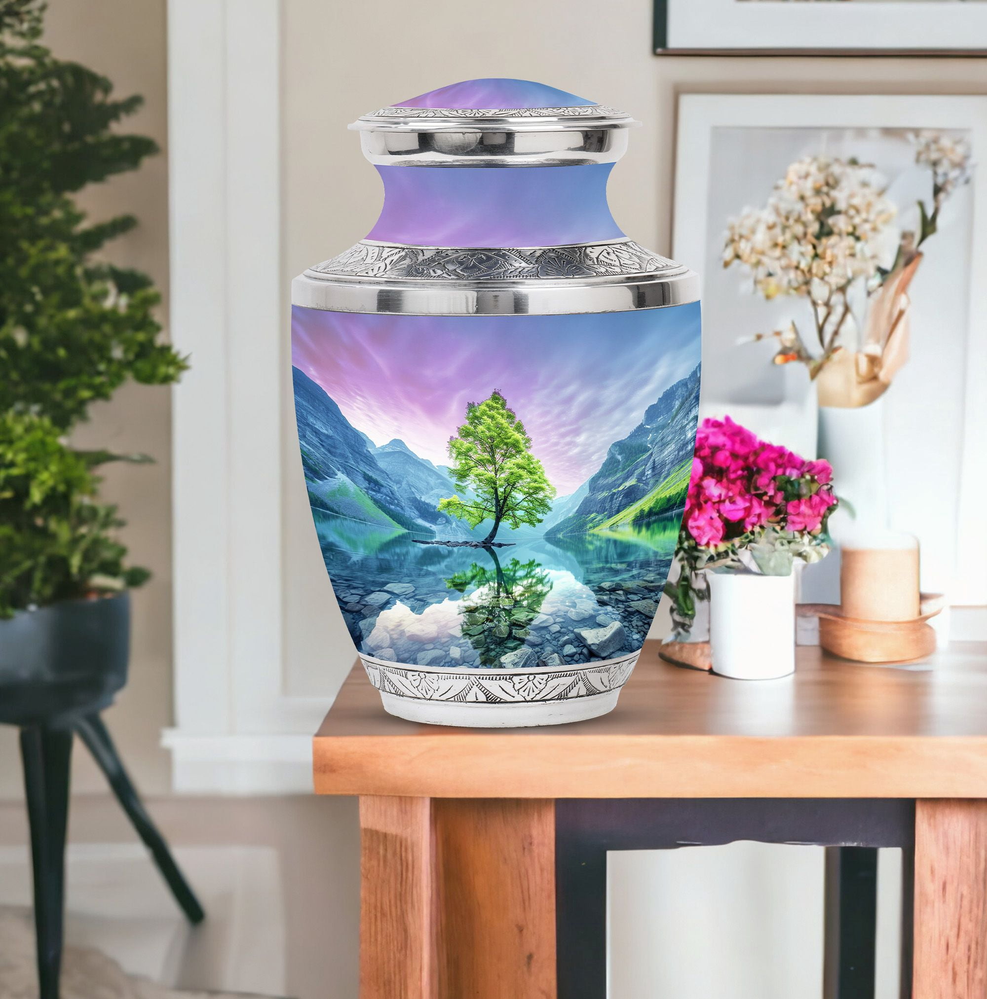 KARYLIZ Aurora Borealis Cremation Urn For Human Ashes - Small Urn For Human Ashes Keepsake - Keepsake Urn For Human Ashes - Urn For Mom & Dad - Decorative Urn For Human Ashes - Burial Urn(10" & 3")