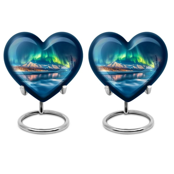 KARYLIZ Aurora Borealis Cremation Urns For Human Ashes - Funeral Urns For Adult Ashes Men - Adult Urns For Human Ashes Women - Urn For Ashes Adult Male - Human Urns For Ashes 3 Inch, 2 Pcs