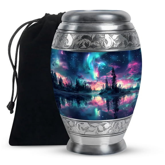 KARYLIZ Aurora Borealis Large Urns For Human Ashes Adult Man - Heart Shaped Urn - Burial Urns For Ashes - Urn For Ashes Adult Male - Large Decorative Urn - Cremation Urns For Human Ashes - 10 Inch