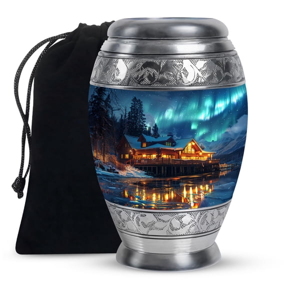KARYLIZ Aurora Borealis Urn For Ashes Adult Male - Decorative Urn For Human Ashes Adult Female - Human Urn For Ashes - Urn For Ashes Adult Male - Adult Urn For Human Ashes Women Burial Urn 10 Inch