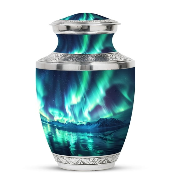 KARYLIZ Aurora Borealis Urns For Human Ashes Adult Male Dad - Large Urns For Human Ashes Adult Female - Cremation Urns Adult - Burial Urns For Human Ashes - Funeral Decor Human Ash Urns(Size -10inch)