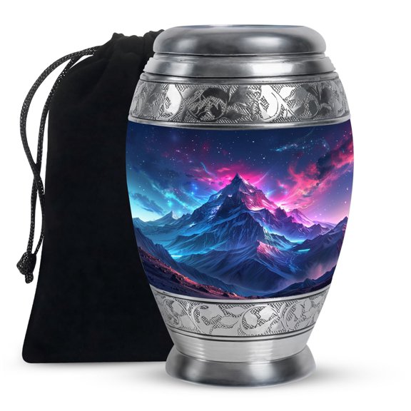 KARYLIZ Aurora Borealis Urn For Human Ashes Adult Man - Cremation Urn For Human Ashes - Large Urn For Ashes Adult Male - Burial Urn For Ashes - Urn For Ashes For Women - Ash Urn 10 Inch