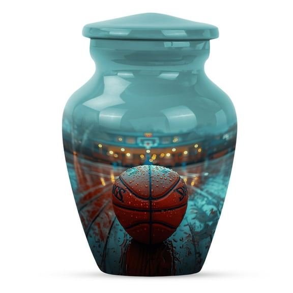 KARYLIZ Basketball Cremation Urns for Human Ashes - Blue Set of 5 - 10" Large and 4 Mini Keepsake for Adult - Urns for Women & Men - Small Urn for Human Ashes Keepsake - Funeral for Male & Female