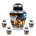 thumbnail image 1 of KARYLIZ Basketball Urn - Black Small Urn for Ashes Keepsake Mom - Tiny Funeral Keepsake for Male - Urns For Human Ashes Adult Man - Mini Funeral Urns for Female (10 Inch & 3 Inch , Combo of 5), 1 of 2