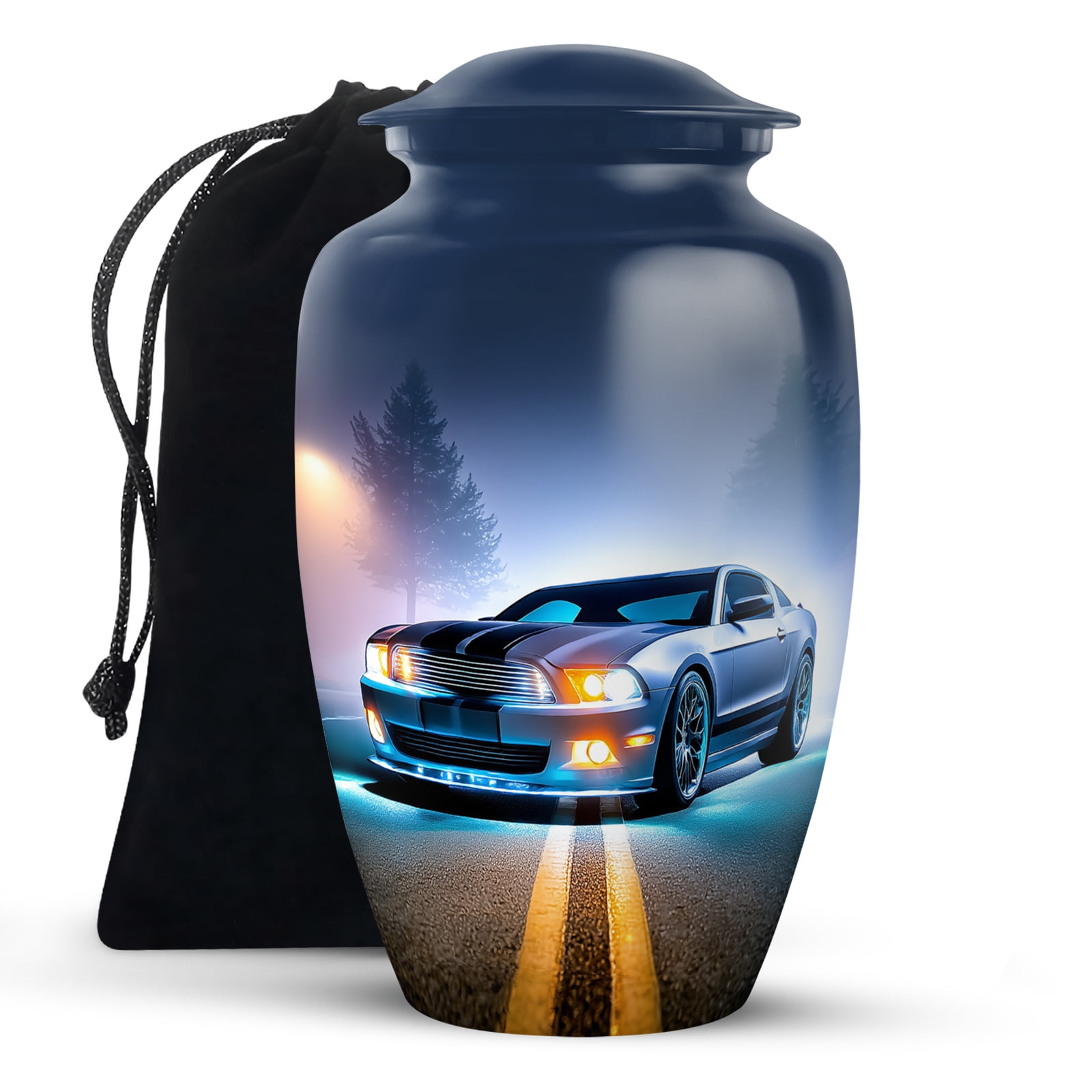KARYLIZ Blue Car Urn for Ashes Adult Male - Memorial Cremation Urns for Human Ashes - Funeral Urns for Women & Men - Decorative Large Urn for Female Mom & Dad