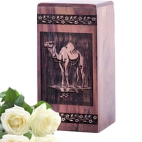 KARYLIZ Camel In Desert Wooden Urns For Human Ashes Adult - Cremation Urns For Human Ashes - Wood Urns For Adult Human Ashes - Cremation Urns For Women - Urns For Ashes Of Loved Ones