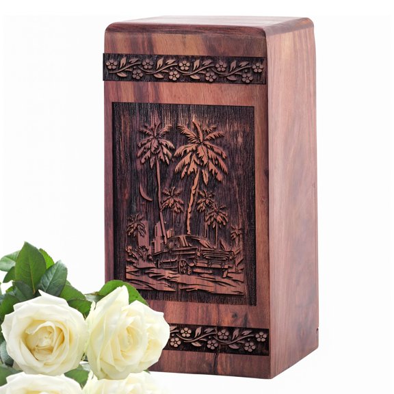 KARYLIZ Car Urns For Adult - Large Wooden Cremation Urn For Ashes - Burial Urns For Ashes - Urn For Ashes Adult Male - Urns For Human Ashes Adult Female - Decorative Urns For Ashes - 14 Inch