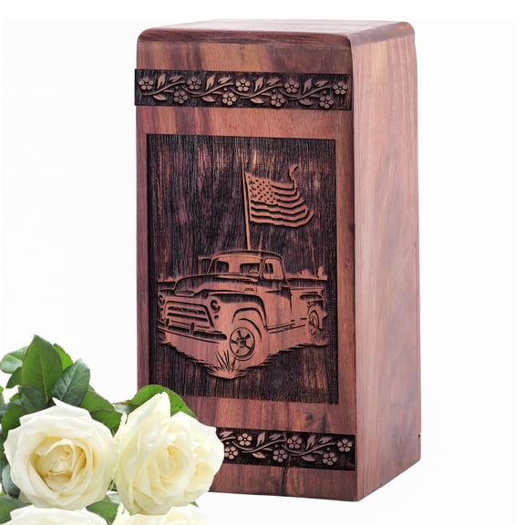 KARYLIZ Car Urns For Burial - Wooden Urns For Ashes Adult Male - Large Capacity Urns - Cremation Urns For Women - Memorial Urns For Human Ashes - Urns For Human Ashes Adult - 14 Inch Urn For Mom