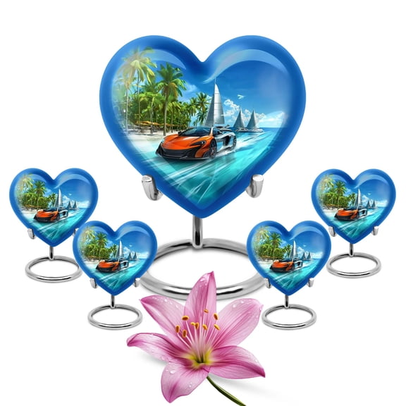 KARYLIZ Car Urns For Women & Men - Heart Box - Cremation Urn For Ashes Adult Male - Small Urns For Human Ashes Keepsake - Mini Funeral For Female Mom & Dad