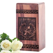 KARYLIZ Cardinal Urns For Human Ashes - Urn Wood - Wooden Cremation Urn For Adult - Male Ashes With Cardinal - Funeral Urns - Urns For Human Ashes Large Adult
