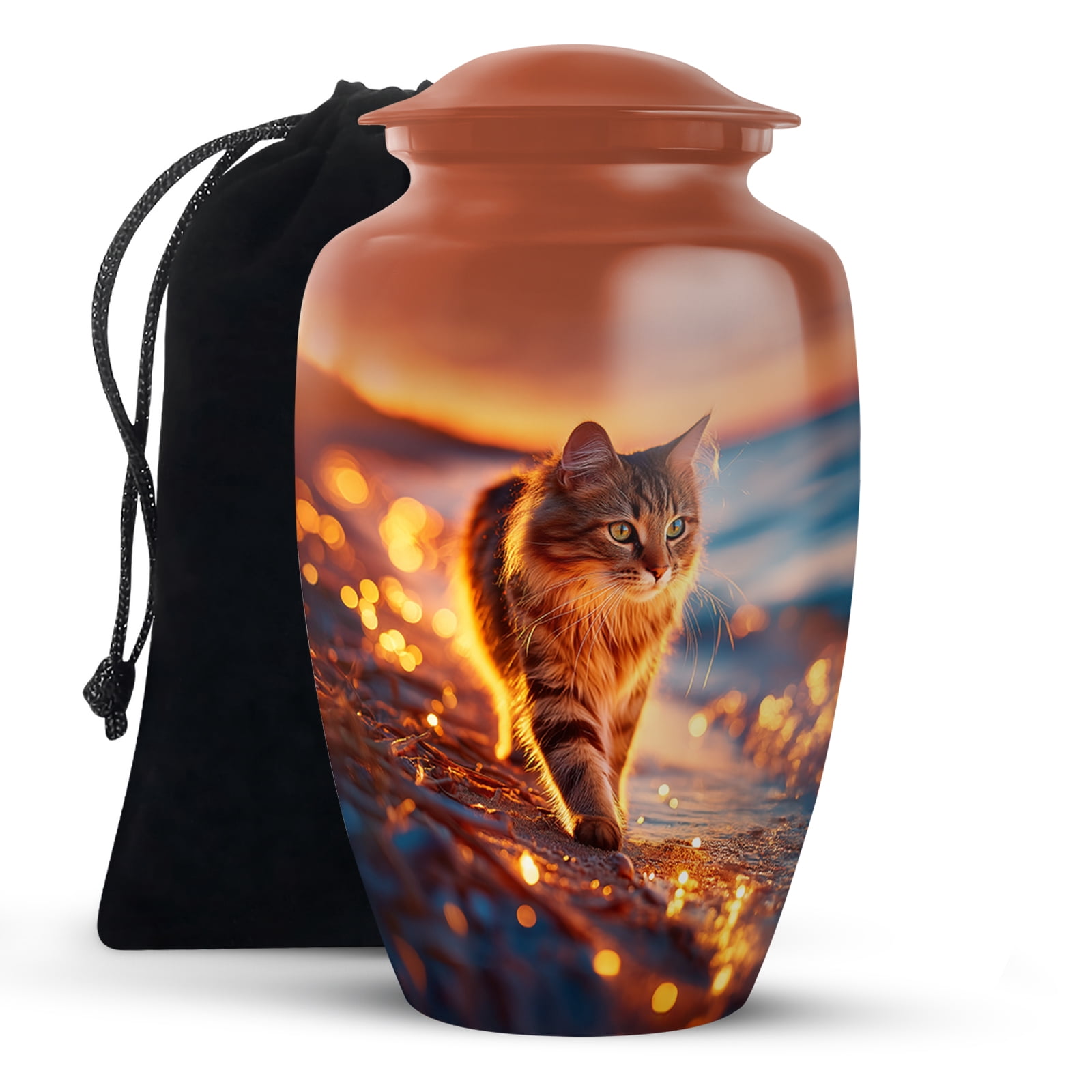 KARYLIZ Cat Urns For Human Ashes Adult - Golden Blue Large Capacity Urns For Male & Female - Funeral Urn For Men - Cremation Urn For Women & Men - Memorial Gift for Grandfather