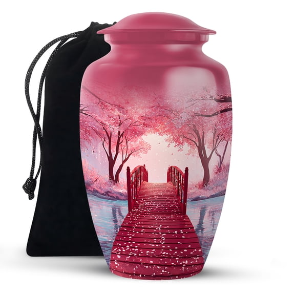 KARYLIZ Cherry Blossom Urns for Human Ashes - Funeral Urns For Women - Decorative Cremation Urn For Man - Large Funeral Urn for Human Ashes Adult for Burial