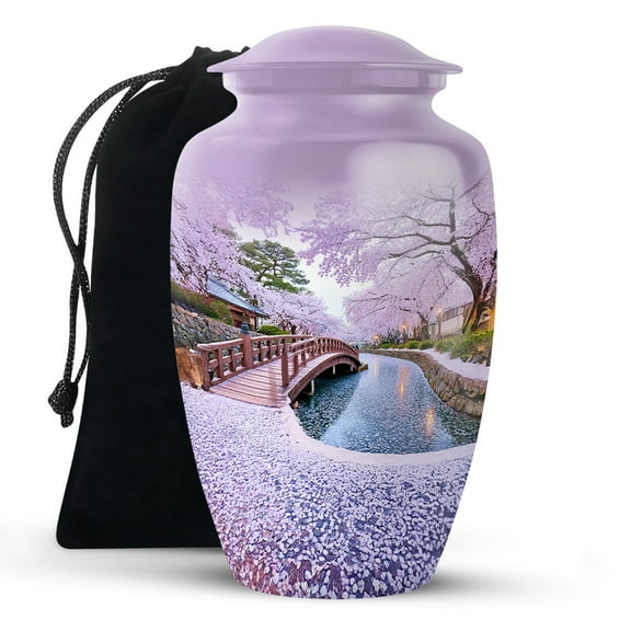KARYLIZ Cherry Blossom Urns for Women - Funeral Urns For Adult Ashes Men - Cremation Urn For Human Ashes - Large Funeral Urn for Male & Female Cremains - Memorial For Mom