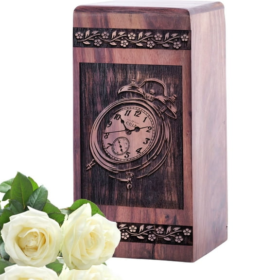 KARYLIZ Clock Wooden Box - Urn For Ashes Adult Male - Urns For Ashes For Humans - Cremation Urn For Ashes For Women - Memorial Urn For Human Ashes - Wood Urns For Human Ashes