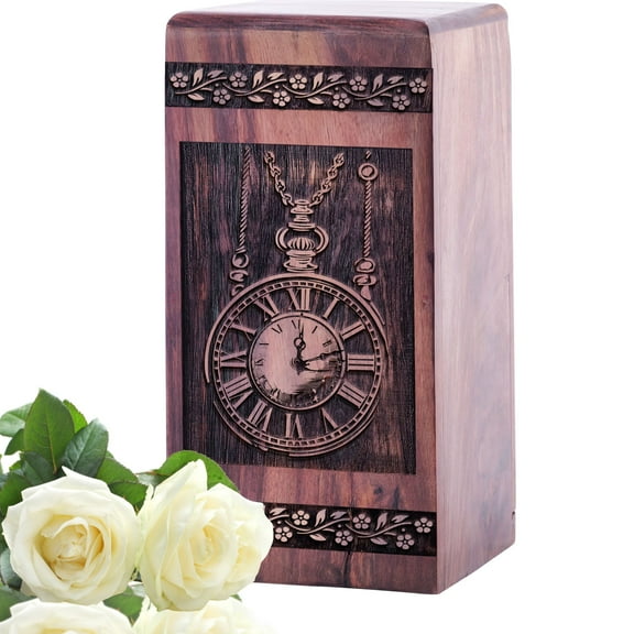 KARYLIZ Clock Wooden Cremation Urn - Urns For Human Ashes Adult Man - Mini Urn For Ashes Adult Male - Small Urns For Ashes - Urns For Cremation Ashes Mother - Decorative Urns - Wood Urns
