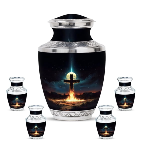 KARYLIZ Cross Urn For Ashes For Women - Small Urns For Human Ashes Male Dad & Mom - Set Of 4 Small Urn For Ashes Keepsake - Mini Funeral Urns for Female