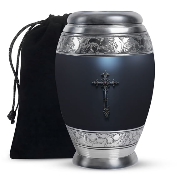 KARYLIZ Cross Urn For Human Ashes - Urns For Human Ashes Adult Man - Burial Urn - Funeral Urns For Women - Decorative Memorial Ashes Urn - Cremation Urns For Human Ashes Adult Male(10inch)
