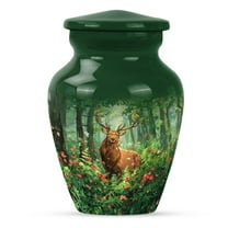 KARYLIZ Deer Ashes Keepsake - Green 10" Large Funeral Urn with 3" Mini Keepsake - Decorative Cremation Urns for Adult Ma - Small Deer Urns for Human Ashes - Small Urn for Human Ashes Keepsake