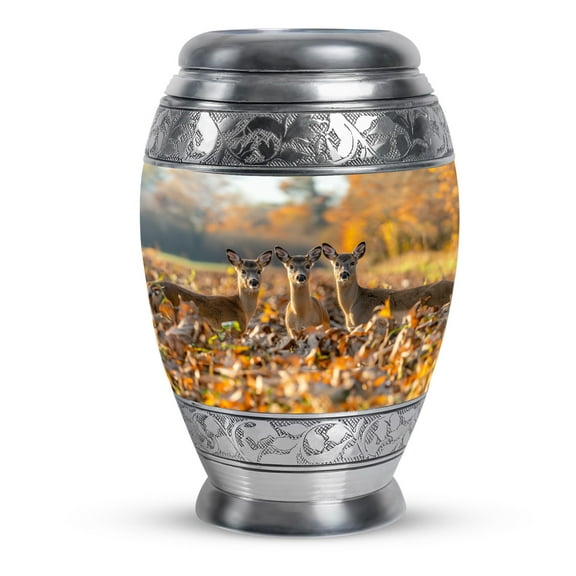 KARYLIZ Deer Family Urn for Ashes Adult Male - Large Funeral Urn for Human Ashes - Yellow Adult Urns for Women - Cremation Funeral For Mom & Dad - Cremation for Human Ashes Men