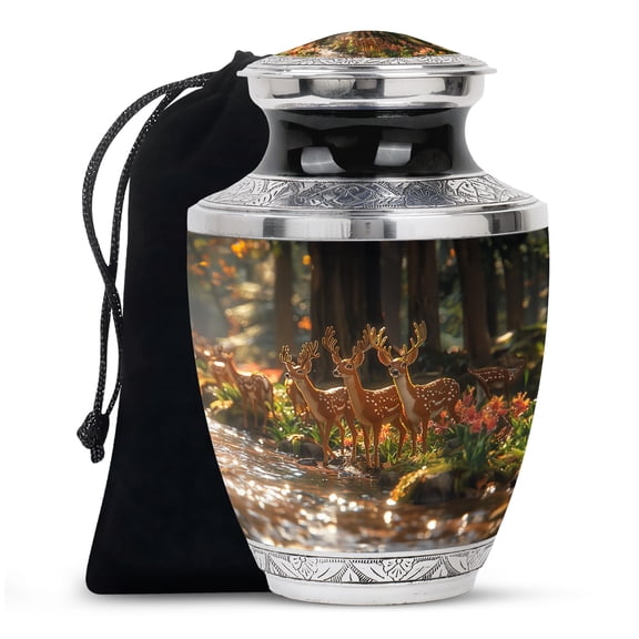KARYLIZ Deer Large Urn for Ashes Burial - Urn for Ashes Adult Male - 10 Inch - Funeral for Cremation Ashes - Funeral for Women - Funeral for Men Funeral for Husband And Wife Cremation Urn Human Ashes