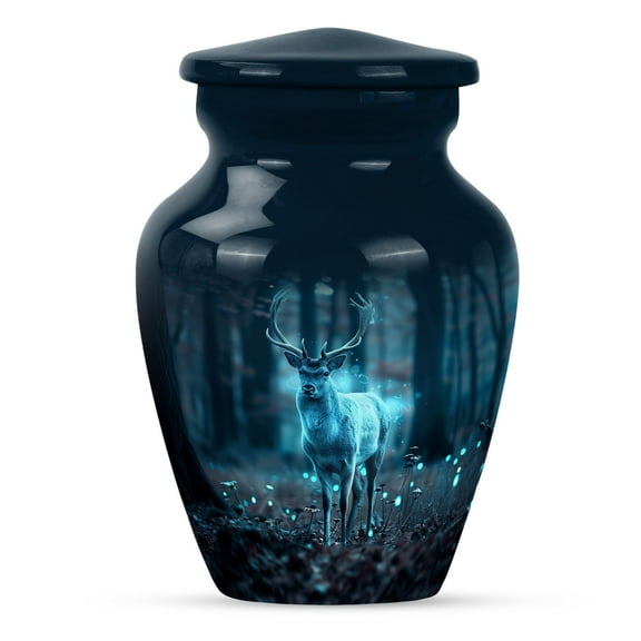 KARYLIZ Deer Mini Cremations for Male & Female - Blue Set of 5 - 10" Large and 4 Mini Keepsake Memorial - Deer Mini Urn - Small Urns For Human Ashes Keepsake - Urn For Ashes For Women