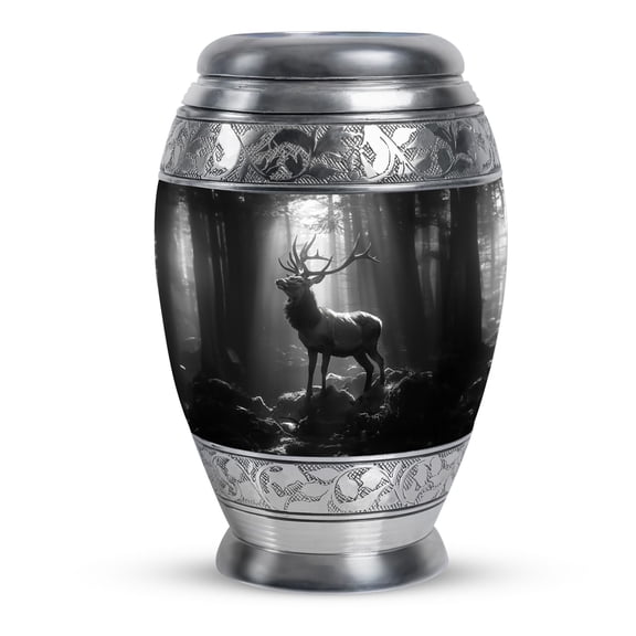 KARYLIZ Deer Urn for Ashes Adult Male - Large Black Urn for Human Ashes - Adult Urn for Human Ashes Women - Cremation Funeral Large Adult - Cremation for Human Ashes Men - Funeral (Size - 10inch)