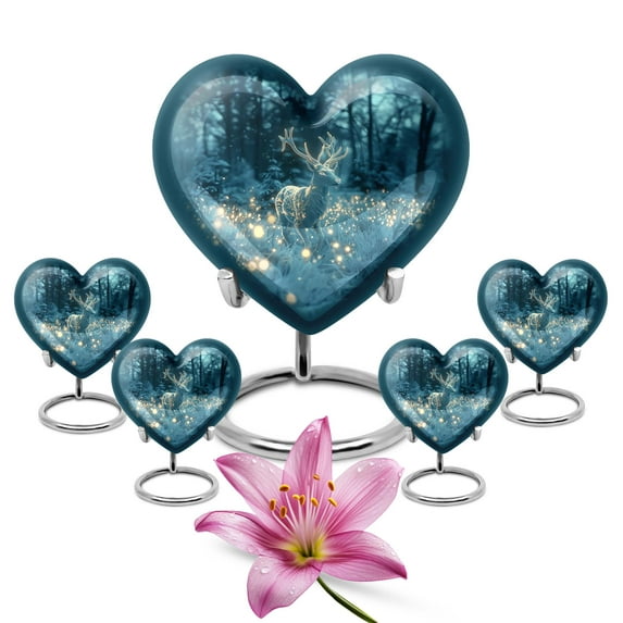 KARYLIZ Deer Urn - Heart Shaped Cremation Urns - Cremation Urns For Human Ashes - Decorative Funeral For Ashes - Small Urns For Human Ashes Keepsake