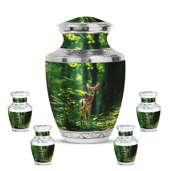 KARYLIZ Deer Urns For Human Ashes Adult Man - Green Large Capacity Urn for Human Adult Male & Female - Small Urns For Human Ashes Keepsake - Funeral Cremation Urn for Men & Women