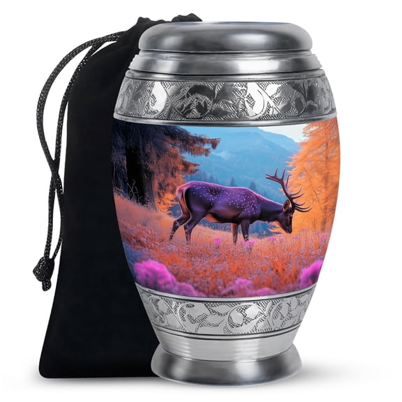 KARYLIZ Deer Urns - Urn for Ashes for Women - Large Capacity Urns for Human Adult Male & Female - Funeral Cremation Urn for Women & Men - Deer Large Funeral for Mom & Dad (10 Inch)