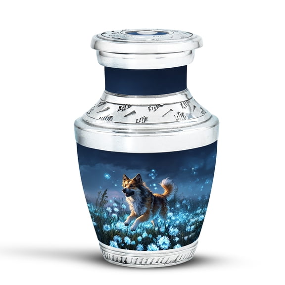 KARYLIZ Dog Urns&nbsp;For Ashes, Blue Flowers Small Urns for Human Ashes Adult Female, Cremation Keepsake Urn for Male, Memorial Funeral Burial Urn, Decorative Memorial for Men, Ashes Holder,3 Inch
