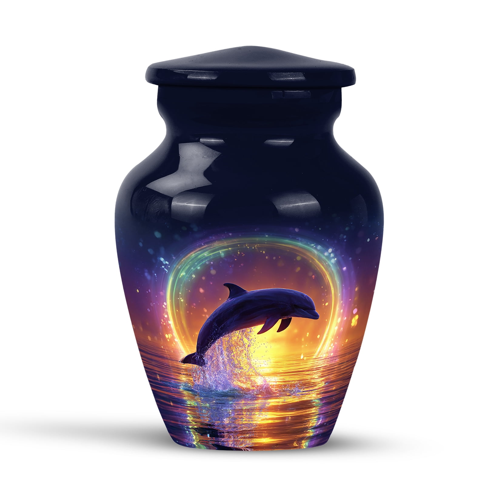 KARYLIZ Dolphin Urn - Sunset Mini Keepsake Urn for Male Female - Cosmic Blue Mini Cremation for Human Ashes Adult Woman - Decorative Urns - Memorial Tribute for Man (3inch)